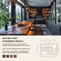 Kabinet Dinding Dapur Tahan Air dari Kayu Solid Ramah Lingkungan Modern Desain Satu Ruang