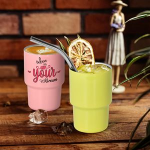 แก้วช็อตขนาดเล็ก 3 ออนซ์ พร้อมหลอดและฝาปิด สีขาว สแตนเลสสตีล แก้วเก็บความเย็นสุญญากาศสองชั้น สำหรับงานซับลิเมชั่น - Product Image 5