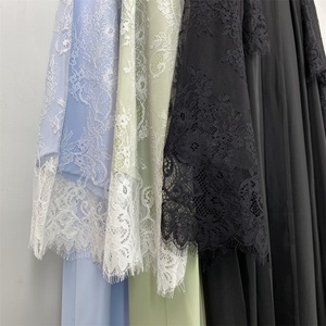 Abaya Chic Sauge Noir Bleu Nida avec Manches en Dentelle + Hijab Assorti - Tenue Élégante et Modeste pour Mariage et Occasions Spéciales (1485) - Product Image 6