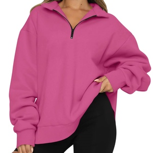 <b>Quarter</b> <b>Zip</b> Winter <b>Women's</b> Embroidery Printed Anti-Wrinkle Breathable Casual Oversized Fleece <b>Sweatshirt</b> Long Sleeve - Product Image 4