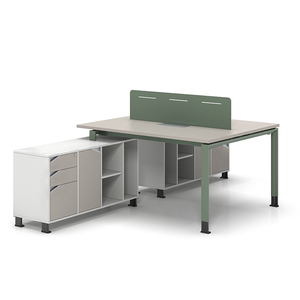 Ensemble de bureaux modulaires modernes et durables pour personnel de bureau, style panneau bois, combinaison double pour 2 personnes ou quadruple pour 4 personnes - Product Image 3