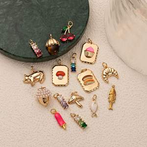 Divers pendentifs en émail Fashion DIY Daily Square Mushroom Cherry Golden Pig Copper Charm for Jewelry Making Women Necklace - Product Image 3