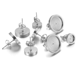 Bán Buôn Thép Không Gỉ Stud Bông Tai Cơ Sở Thiết lập Khay Trống 6Mm 8Mm 10Mm <span class=keywords><strong>Cabochon</strong></span> Cho Trẻ Em Của DIY Handmade Làm Đồ Trang Sức - Product Image 5