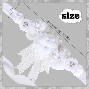 Ceinture de maternité bohème en dentelle blanche pour baby shower, thème floral, ceinture de ventre pour future maman, <span class=keywords><strong>décorations</strong></span> de fête - Product Image 6