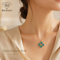 Collier Pendentif Trèfle Ajoure en Argent Sterling S925 avec Malachite Naturelle, Plaqué Or Rose Vintage, Bijoux pour Boutiques et Vente au Détail