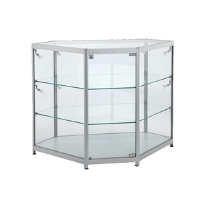 Armoire de rangement et <span class=keywords><strong>vitrine</strong></span> d'angle MDF, cadre en aluminium, couleur argent ou rose, conception avec placard de rangement - Product Image 5