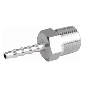 Conector de mangueira de aço inoxidável para tubo, rosca macho, conector de tubo de barra x conector de mangueira, acessórios para mangueira hidráulica