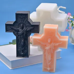 Phong Cách Châu Âu Cổ 3D Chữ Thập Thơm Nến DIY Silicone Khuôn Chúa Giêsu Tượng Hình Dạng Silicone Khuôn