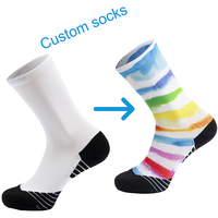Chaussettes de sport respirantes et anti-humidité à compression, avec coussinets imprimés numériquement personnalisés pour la course à pied