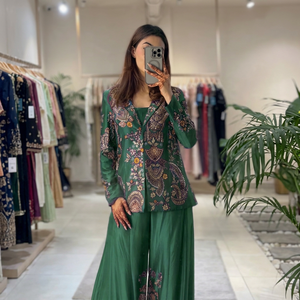 Ensemble de châles en satin brodé vert pour femmes, motif floral traditionnel, vêtements ethniques, utilisation quotidienne toutes saisons - Product Image 2