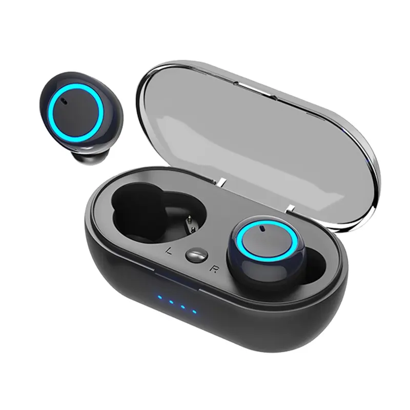 TWS F9 Wireless Earphone Bt v5.0 Mini Smart Ture Earbuds LED Display With IPX5 waterproof Black Headset and Microphone