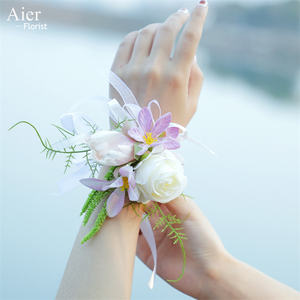 Aierflorist Boutonnière Mariage Hommes Cor Mariage Mariée Demoiselle d'Honneur Poignet Fleur Corsage Wedding Planner Poignet Corsage Main Fleur - Product Image 1