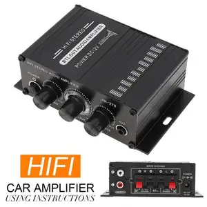 新しいAK27012VカーHifiアンプミニステレオ2チャンネルBASSオーディオアンプスピーカーカーホームサウンドパワーアンプ