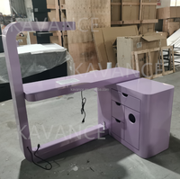 Mobilier de salon de manucure Style moderne violet bureau à ongles Led demi-lune lampe de bureau à ongles avec tiroir