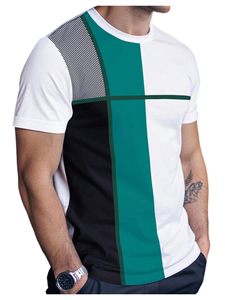 Men's Casual T <b>Shirts</b> Short Sleeve Crew Neck Geometric Color Block <b>Patchwork</b> Tees Summer Tops - Product Image 2