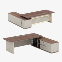 Bureau de direction en bois, mobilier de bureau modulaire pour la maison, bureau de direction au design moderne, plateau de table gris, ensemble bureau et chaise de bureau