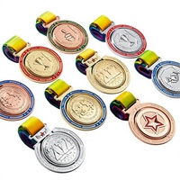 Médailles et trophées en alliage de zinc doré avec logo personnalisé du fabricant, médailles d'honneur pour le développement des compétences de l'entreprise avec ruban