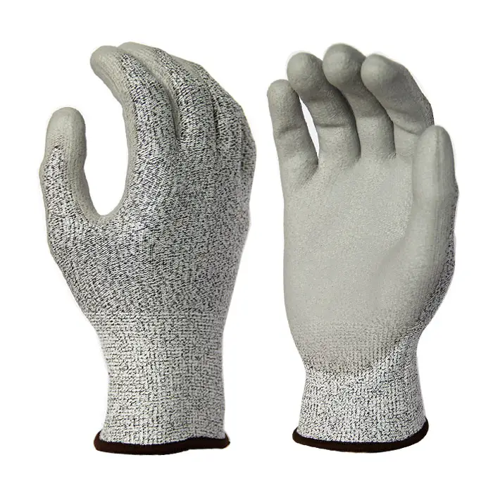 HPPE Anti-Cut Level 5 Protection Safety Work Cut Resistant Gloves with PU Coated Palm