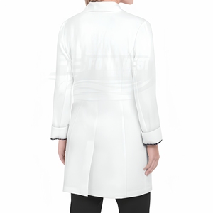 Unisex White Scrub Tops Cotton Polyester Woven Hospital Uniform Pocket Buttons Needle Detection Seamless Fusing Custom Design - Product Image 2