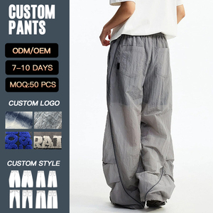 <span class=keywords><strong>Pantaloni</strong></span> da <span class=keywords><strong>Uomo</strong></span> YUCE Personalizzati con Bordi Curvi, Stile Paracadute, Asciugatura Rapida, Leggeri in Nylon, Oversize con Dettagli Laterali a Contrasto - Product Image 4
