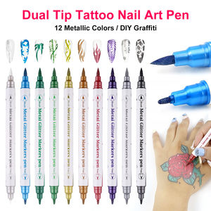 Somagi spidol Glitter logam ujung lembut, spidol akrilik untuk lukisan DIY karton hitam - Product Image 4