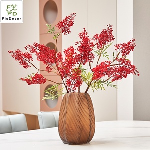 กิ่งไม้ประดิษฐ์คุณภาพสูง 75 ซม. ผลเบอร์รี่สีแดงส้มเล็กๆ สำหรับตกแต่งโต๊ะงานแต่งงาน คริสต์มาส และปีใหม่ - Product Image 1