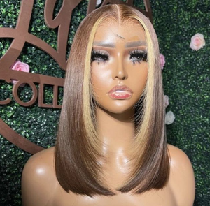 Capelli Umani Vergini Brasiliani Remy con Mèches Chiare per Parrucche Trasparenti Senza Colla HD Full Lace Pre-Plucked - Product Image 2