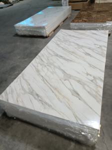 แผ่นพีวีซีติดผนังลายหินอ่อน UV กันน้ำคุณภาพสูง4 * 8FT แผ่นพีวีซีหินอ่อนสำหรับการตกแต่งภายใน SPC ยืดหยุ่น - Product Image 5