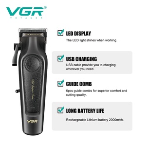 VGR197 Nuevo <span class=keywords><strong>cortapelos</strong></span> eléctrico transfronterizo de acero inoxidable para salones, recortadora degradada para cabello con acabado aceitado, recargable para uso doméstico masculino - Product Image 2