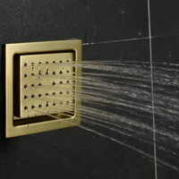 Douche de plafond de luxe en laiton 16*24 pouces avec barre coulissante, 5 fonctions, finition or brossé, jet de pluie massant thermostatique