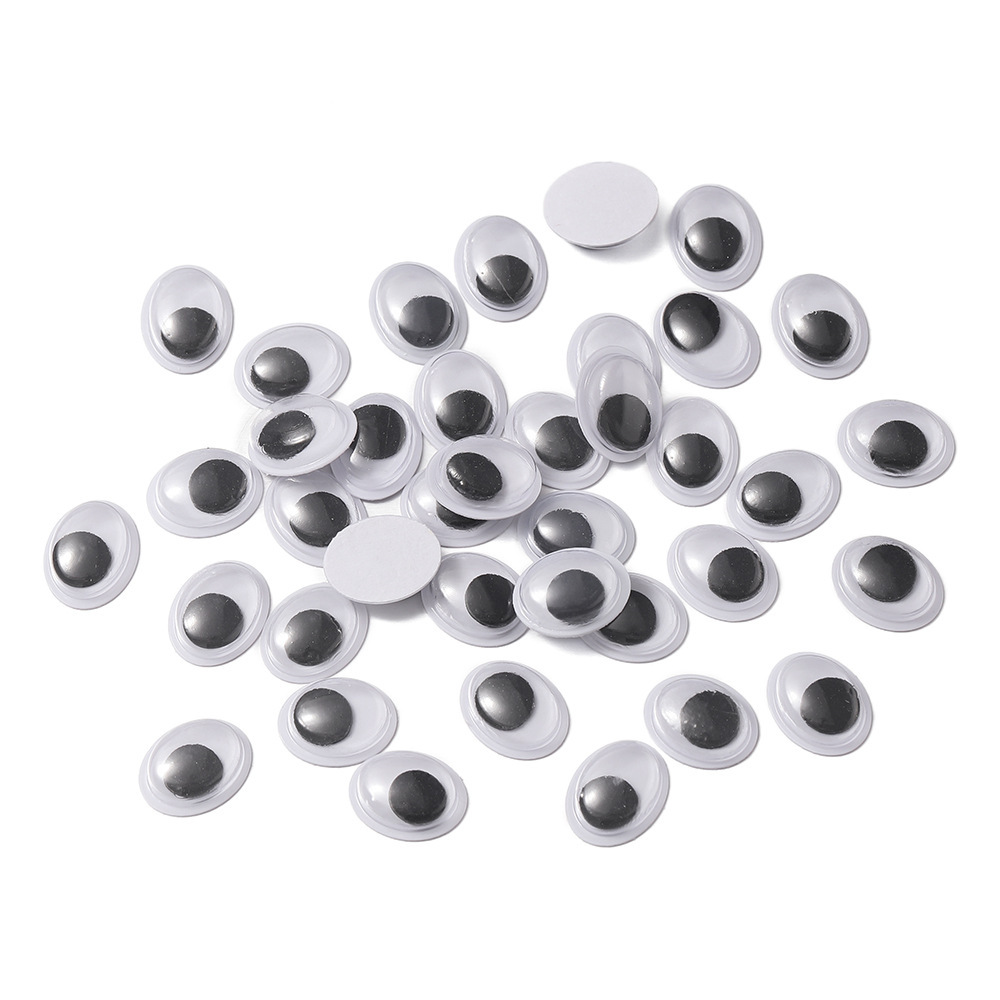 50 yeux noirs et blancs avec support adhésif (8*10mm)