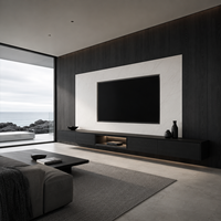 Meuble TV flottant moderne sur mesure avec rangement en base, rangement flottant et coordination d'installation sur mesure