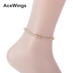 <span class=keywords><strong>Cavigliera</strong></span> Tennis A004 da 3mm 4mm in Ottone Placcato <span class=keywords><strong>Oro</strong></span> con Zirconi Cubici Iced Out Bling Bling da 9 e 10 Pollici per <span class=keywords><strong>Donna</strong></span> - Product Image 1