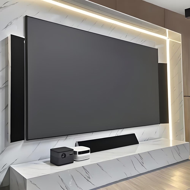 Factory 84-inch 16:9 Fresnel Ultra-Short & Medium-Focus Anti-Glare Wall-mounted Screen Ultra-Narrow Frame for Laser Projectors