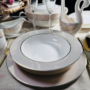 Vente en gros de <span class=keywords><strong>vaisselle</strong></span> en céramique, design moderne personnalisé, service de <span class=keywords><strong>vaisselle</strong></span> en porcelaine de style anglais à bords dorés, service de table en porcelaine osseuse - Product Image 3