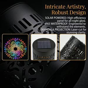 Applique murale extérieure LED à motif Mandala solaire, changeant de couleur, en métal ajouré, <span class=keywords><strong>pour</strong></span> jardin, patio, cour et décoration de fêtes - Product Image 4