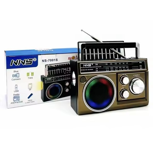 Vofull Large Size Desktop Winding Solar Radio AM FM SW 3 Band Portable Wireless RGB Light Bluetooth Speaker