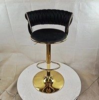 Chaise de bar en velours tissé bleu de luxe à forte valeur ajoutée pour la maison et le restaurant et la cuisine.