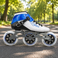 Patins à roulettes de vitesse professionnels OEM pour adultes et enfants, en fibre de carbone, patins à roulettes de course réglables 90/100/110 mm, imperméables, ABEC-9