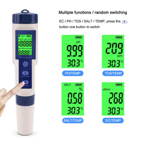 pH-mètre numérique professionnel 5 en 1, mesure du pH 0-14ph, mesure de l'EC, mesure du TDS, mesure de la salinité, mesure de la température