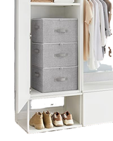 La boîte de rangement pliante non tissée grise avec couvercle convient au rangement des vêtements et des jouets Open Home Storage Bins