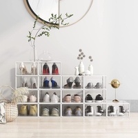 Conteneurs de stockage empilables multifonctions Boîtes à chaussures en plastique transparent écologique avec couvercles Bac de stockage