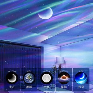 Auroral Starry Sky Projector Moon Shape LED Night Light <b>Remote</b> Control USB Powered Bedroom Decor - Product Image 2