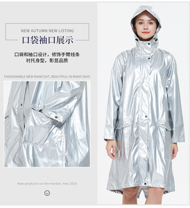 Giacca antipioggia da <span class=keywords><strong>donna</strong></span> impermeabile da viaggio leggero giacca a vento con cappuccio Trench impermeabile antipioggia all'aperto - Product Image 6