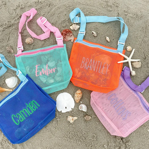 Maßgefertigte Umweltfreundliche Atmungsaktive Leichte Nylon-Netz Moderne Strandtasche Bunte Sandspielzeug-<span class=keywords><strong>Organizer</strong></span>-Tasche für Kinder Verstellbar - Product Image 1