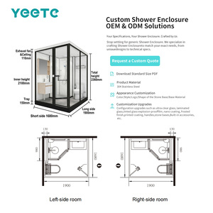 Cabine de douche coulissante YEETE en chrome poli à angle néo, verre trempé 8 mm, vente en gros, fournisseur pour salle de bain moderne et revendeur en showroom - Product Image 3