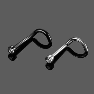 Pendiente de <span class=keywords><strong>titanio</strong></span> G23 para Nariz, Piercing para Nariz de cristal de circonia cúbica, gema, anillos para la Nariz, joyería para Piercing de tornillo ariz, 20G - Product Image 4