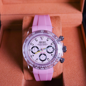 Orologio al Quarzo da <span class=keywords><strong>Uomo</strong></span> di Alta Qualità, Design Elegante, Rosa, 41mm, Vetro Zaffiro, Movimento Giapponese VK63, Impermeabile - Product Image 2