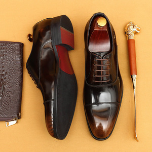 Zapatos Oxford de Vestir para Hombre, de Cuero Genuino, Punta Redonda, Antideslizantes, Transpirables, Acabado Brillante, para Otoño - Product Image 2