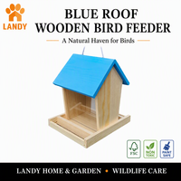 Mangeoire à oiseaux en bois bleue à suspendre pour l'extérieur avec panneau de visualisation clair, décoration de jardin, kit de nichoir DIY, OEM